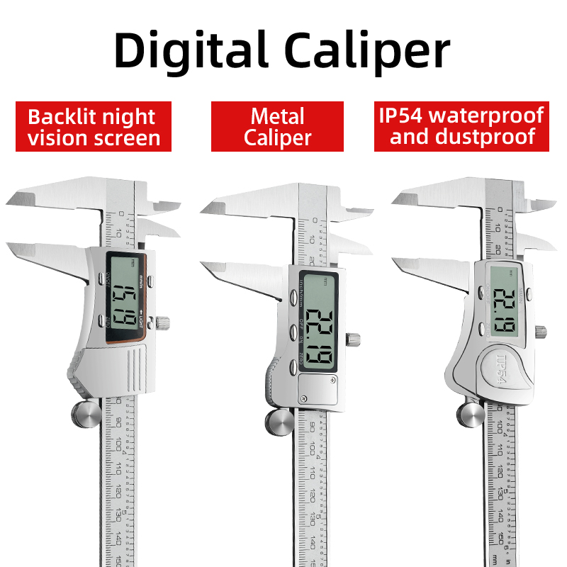 Đo Dụng Cụ Inox Kỹ Thuật Số Caliper 6 Inch 150Mm Đồng Hồ Đo Độ Dày Độ Sâu Thước Cặp Điện Tử
