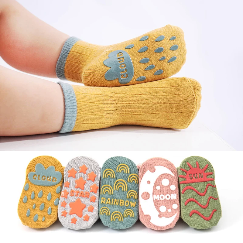 5 pares de calcetines de punto bonitos e informales, calcetines de algodón transpirables suaves y cómodos para caminar en niños pequeños, bebés y niñas
