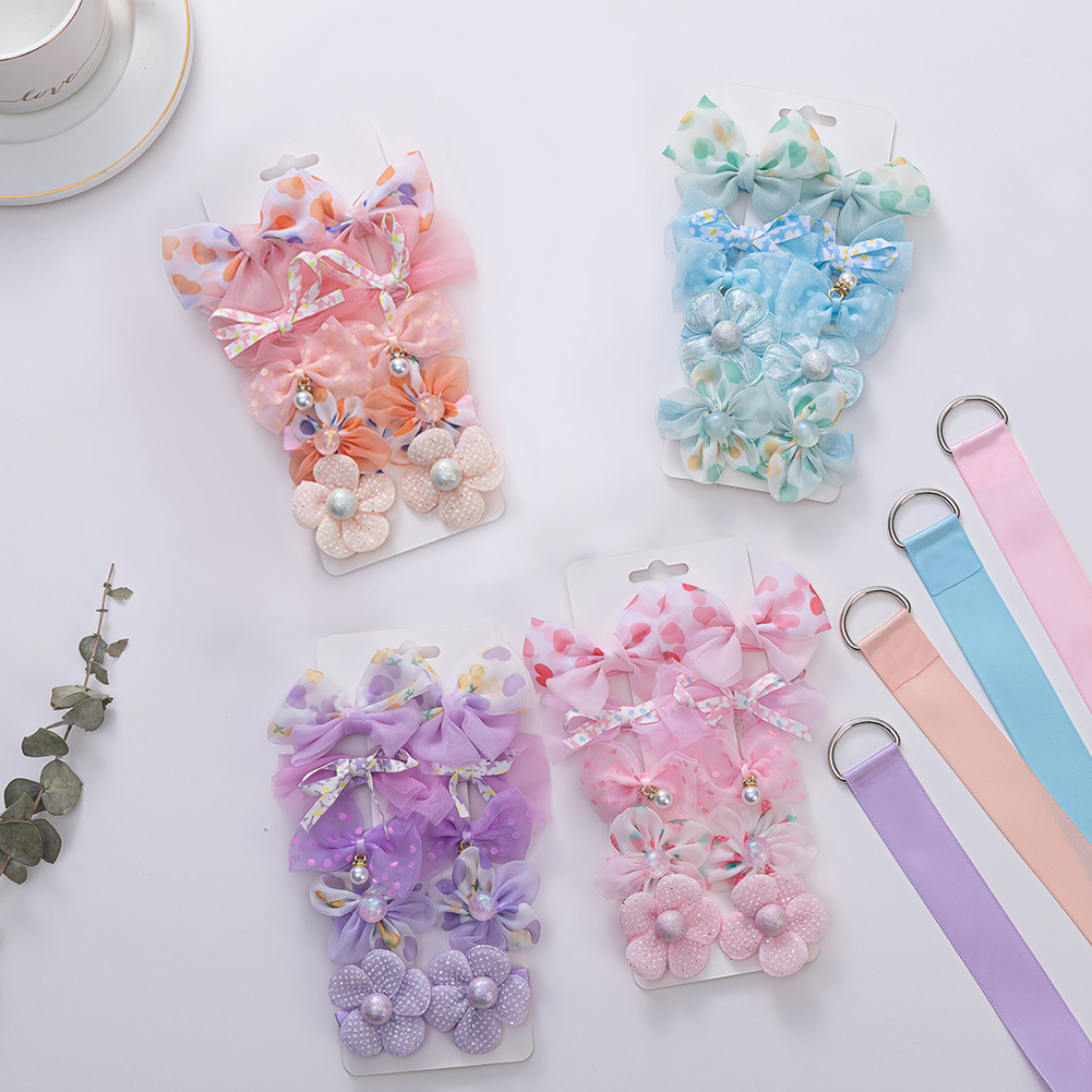11 개/대 레이스 Orangza 헤어 클립 아기 소녀 반짝이 날개 Hairbows 보관 벨트 진주 꽃 머리핀 공주 바레트