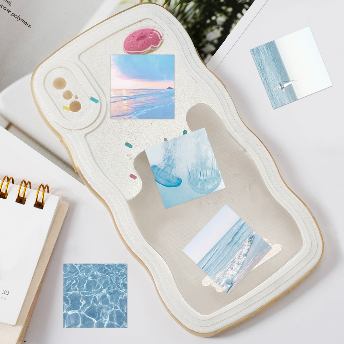 노트북, 전화 케이스, 물병, 가방, 어린이 장난감 스티커, DIY 스티커에 대 한 46pcs 블루 기능 풍경 패턴 스티커