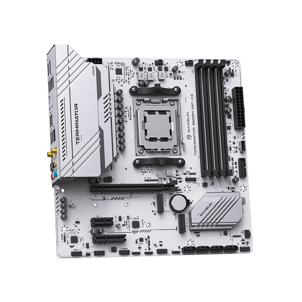 MAXSUN Terminator B650M WIFI ICE AM5 compatible con CPU serie Ryzen 7000/8000/9000 4 * ranuras de memoria DDR5 DIMM PCIe x16 5,0 M.2 SATA3.0