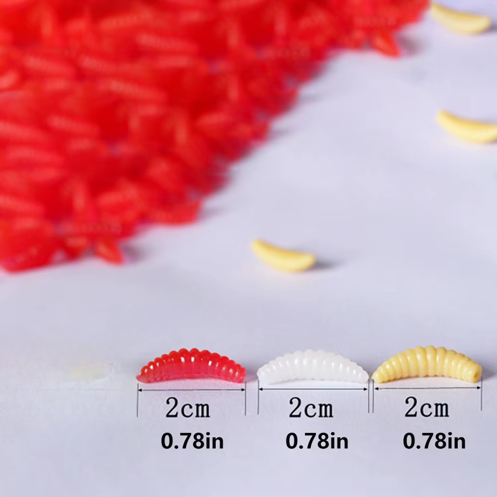 Lot de 50 leurres souples en silicone pour la pêche, appât Él, asticot, vers, 2cm, 0.4g