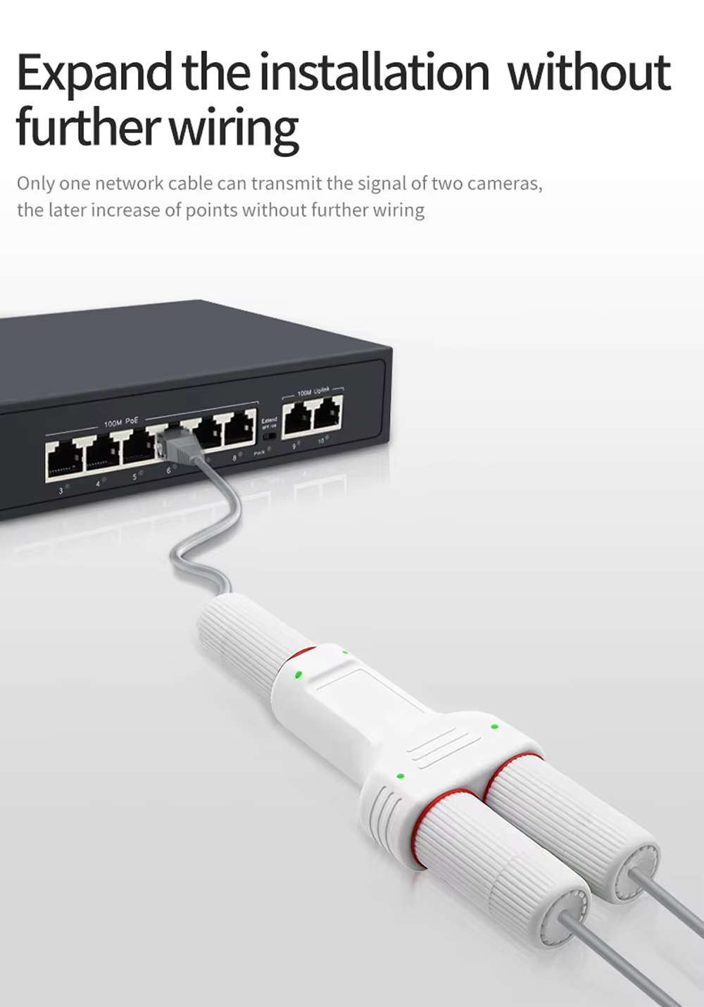 2-portowy wodoodporny wzmacniacz POE IP66 10/100Mbps 1 do 2 przedłużacz PoE z IEEE802.3af/at 48V na zewnątrz do kamery przełączającej POE