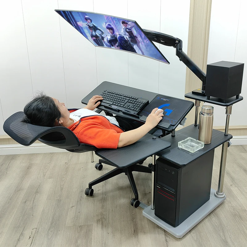 Space Capsule E-sports Bedside Table - Robotic Arm & Lifting Desk | Lazy Cockpit Suspension Bracket for Bedroom/Gaming