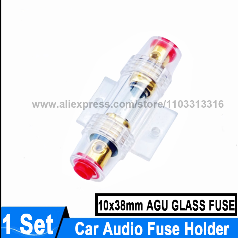 10*38mm Portafusibile per tubo per fusibile audio per auto AGU Fusibile in vetro placcato oro 100A 80A 70A 60A 50A 40A 30A 25A 20A 15A 10A Portafusibile AGU