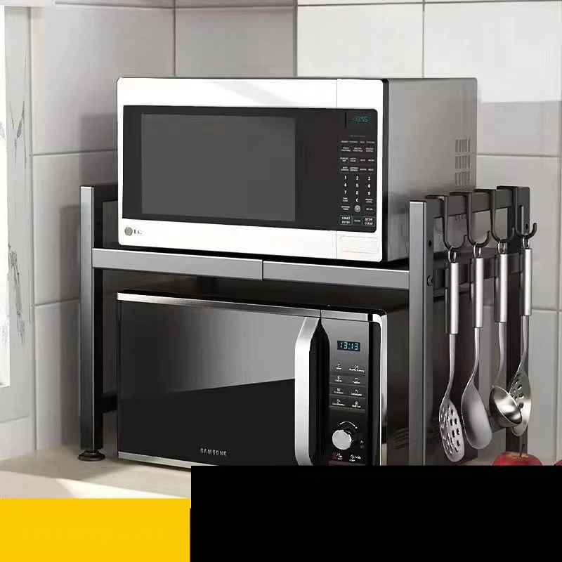 Estante de cocina escalable para horno microondas, estante de almacenamiento de especias independiente, soporte de Metal desmontable ajustable para almacenamiento de cocina