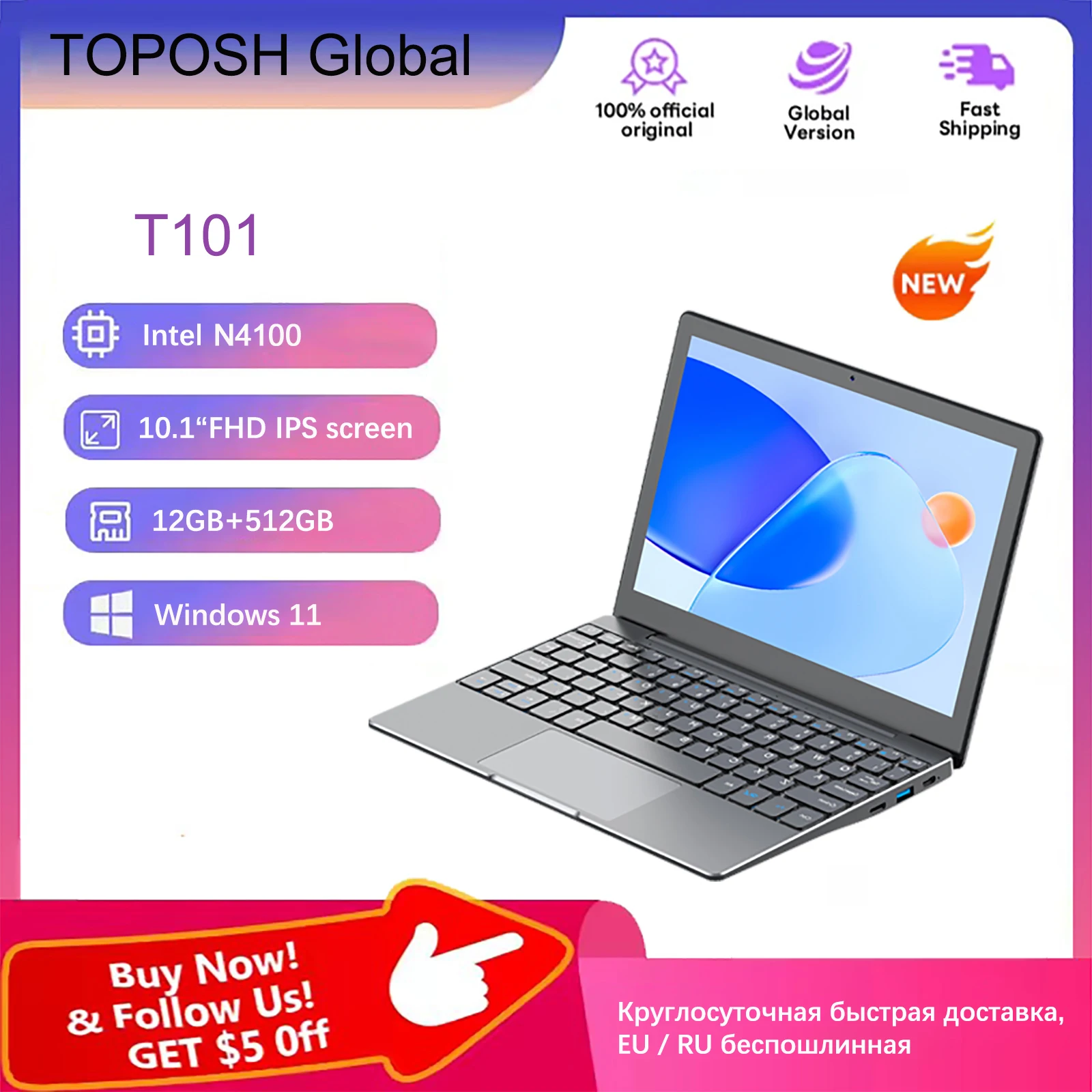 TOPOSH 10.1inch  laptop,2025new pocket pc,Win 11 system，small computer portable netbook,metal case
