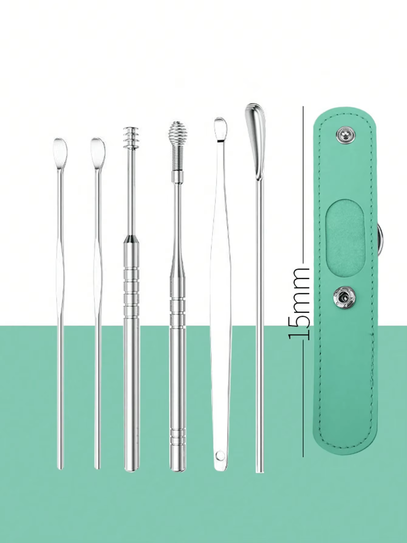 Ohrenreinigungswerkzeug, Ohrstöpsel-Set aus Edelstahl und 1 Aufbewahrungstasche, Werkzeug zum Entfernen von Ohrenschmalz