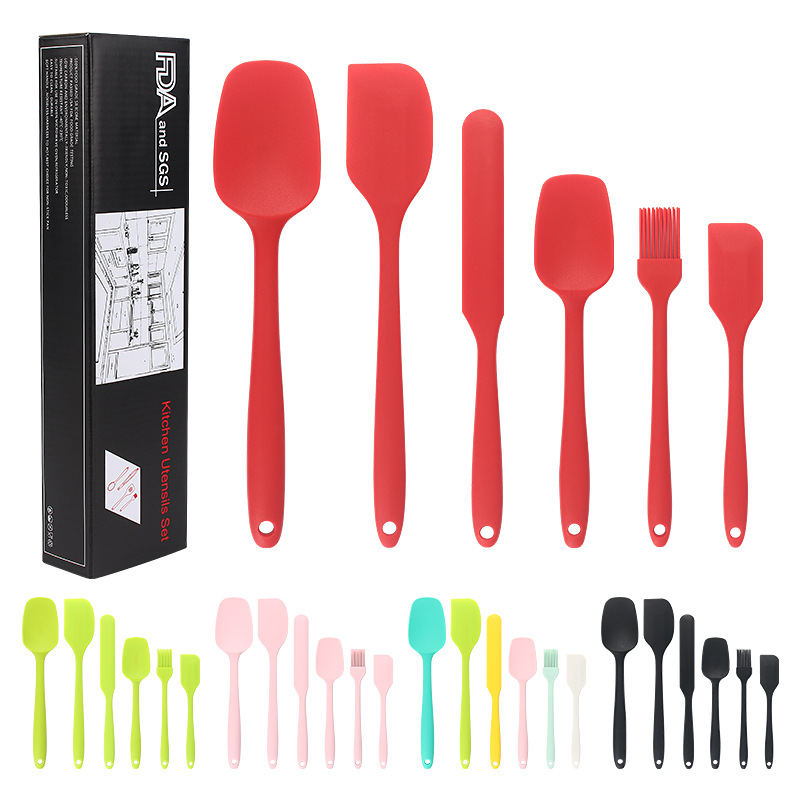 6-teiliges Backwerkzeug-Set für die Küche, Silikon-Spatel, Kuchen-Creme-Silikon-Spatel, Ölpinsel-Spatel