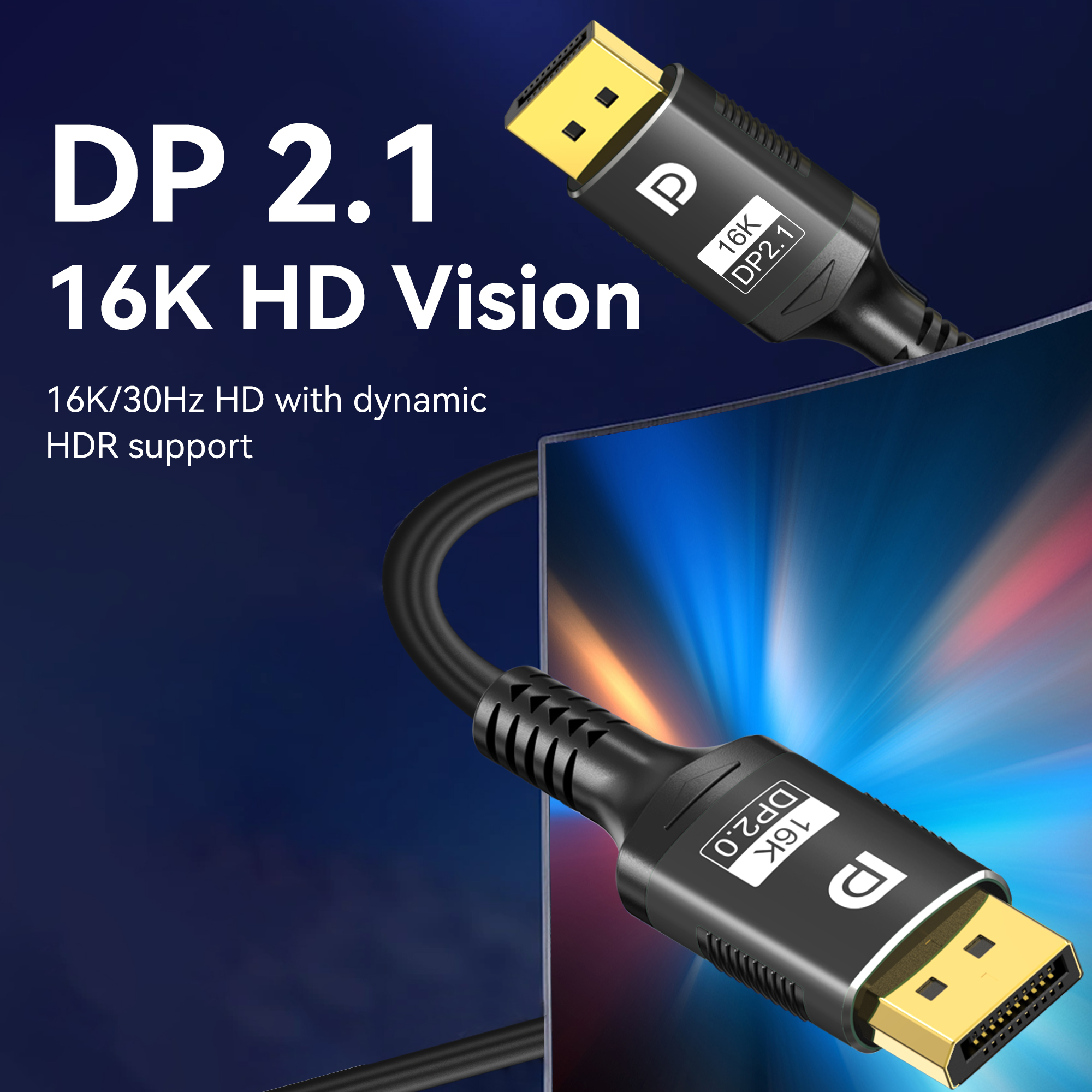 16K DP 2.1 8K @ 120Hz 4K @ 240Hz 80Gbps HDR Vídeo Áudio Displayport Cabo Porta de exibição para laptop TV Xbox Projetor Monitor de jogos