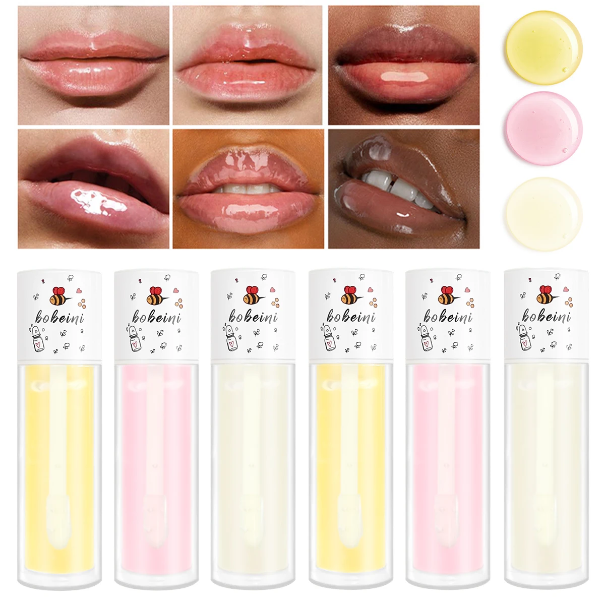 Olio per labbra lucidalabbra, olio per labbra color miele, lucidalabbra idratante e idratante, riducendo le linee delle labbra, trucco labbra lucidalabbra