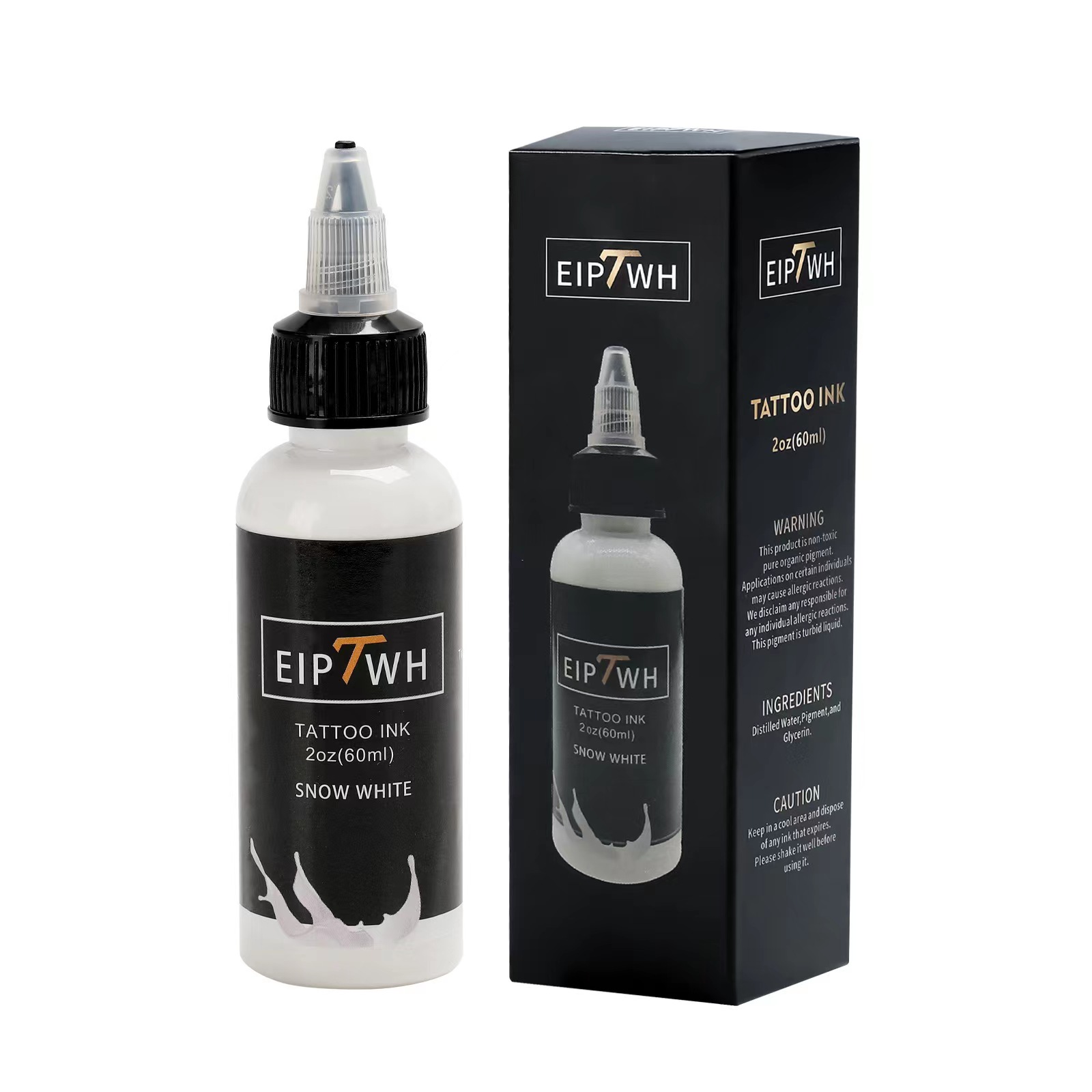 Colorante de tinta para tatuaje, colorante para tatuaje blanco y negro de 2oz (60ml), juego de tinte consumible blanco y negro para tatuaje profesional