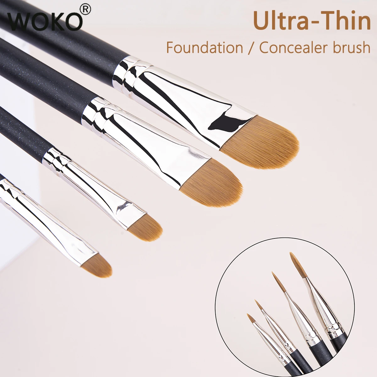 4 tipos de tamaños, brocha de maquillaje correctora de base ultrafina mejorada, herramienta de maquillaje corrector de crema de base líquida profesional