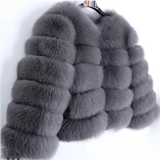 Women Faux Fur Fox Coats Thick Warm Coat White Jacket Warm Thick Open Stitch Elegant Splice Maxi Work Slim Fit Autumn Winter