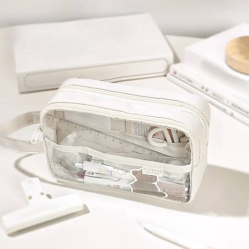 Transparente große Kapazität Bleistift Tasche ästhetische Schule Stift Fälle koreanischen Stil Schreibwaren halter Stift Fall Schüler Schul bedarf