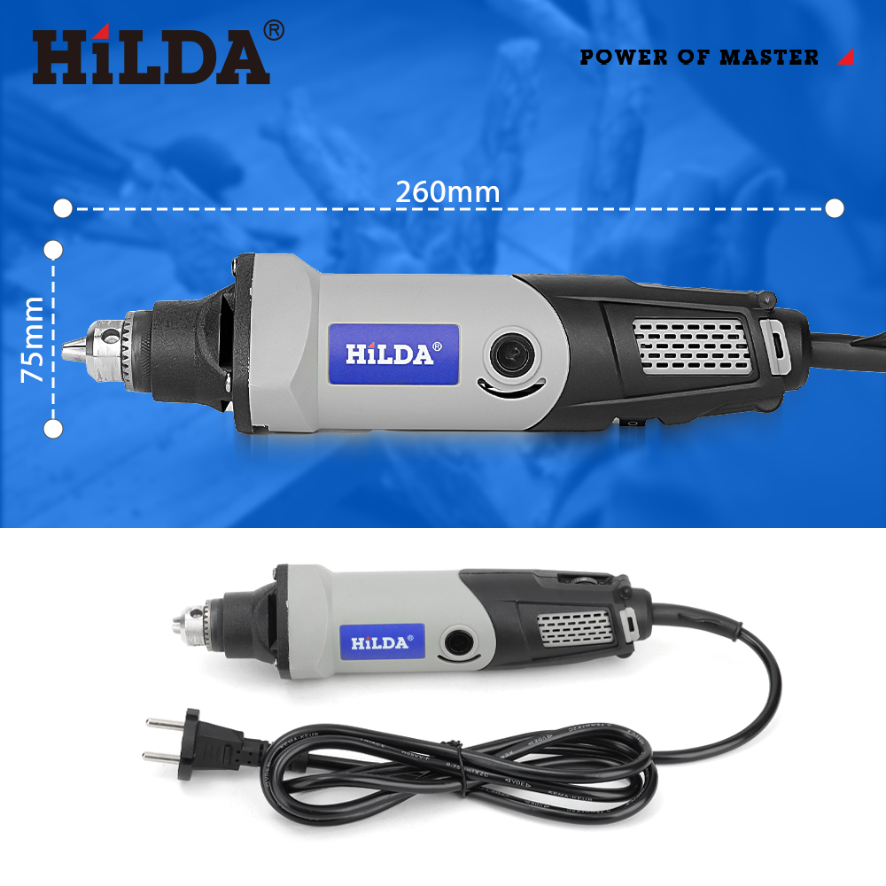 Hilda สว่านไฟฟ้าเครื่องมือโรตารี่เครื่องมือไฟฟ้าความเร็วตัวแปร400วัตต์เครื่องเจาะขนาดเล็ก6ตำแหน่งเครื่องเจียรขนาดเล็ก