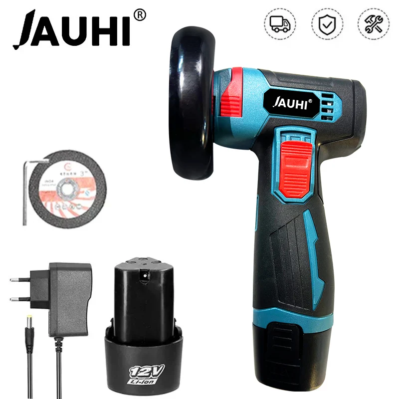Мини-угловая шлифовальная машина 12 В, 19500 об/мин с перезаряжаемой литиевой батареей, аккумуляторная полировальная машина, алмазная резка с 2 отрезными дисками
