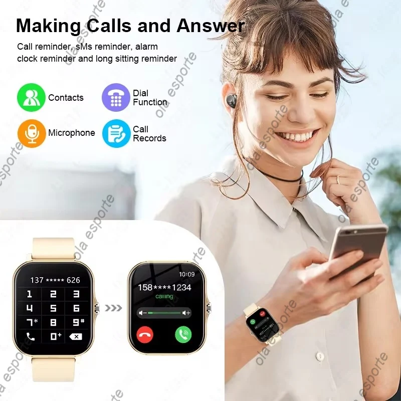 Reloj inteligente 2025 con pantalla HD de 2,01 pulgadas, Bluetooth, mensaje de llamada, visualización, modos deportivos, esfera DIY, relojes de pronóstico del tiempo para hombres y mujeres