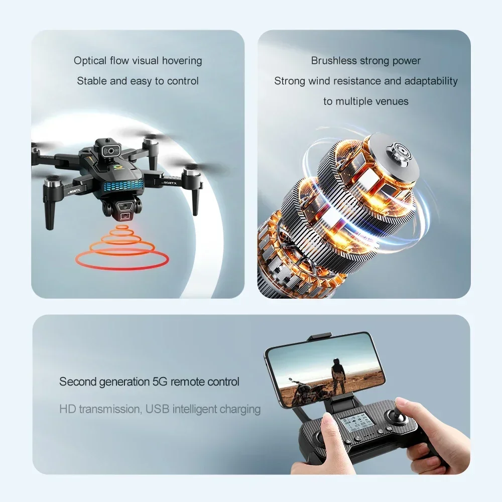 Câmera dupla profissional Drone, GPS, 5G, WiFi, FPV, Fluxo óptico 360 °, Prevenção de obstáculos, Motor sem escova, Quadcopter dobrável, XT505, 8K