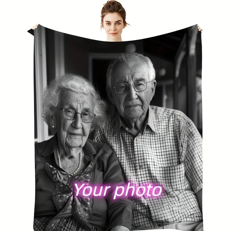 Custom Blanket With Photo Text, Personalized Blanket Custom soft Throw Blanket, Custom Gift Blanket For Family, Friends,mom,dad