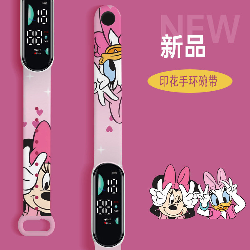 Водонепроницаемые электронные спортивные часы с рисунком Микки и Минни