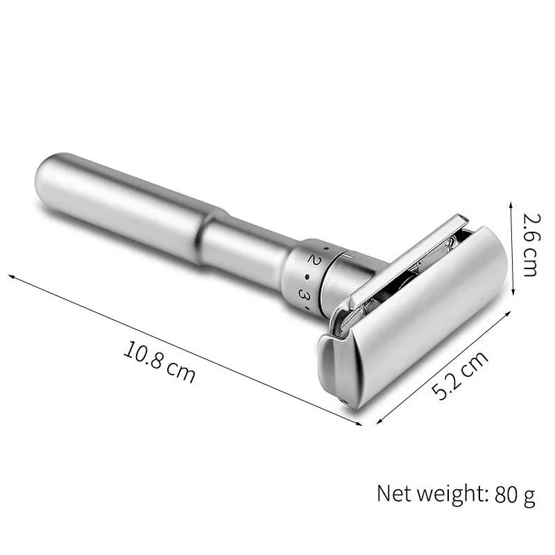 Mingshi Adjustable Safety Razor Double Edge Classic Men Shaving Mild to Aggressive 1-6 File Hair Removal Shaver