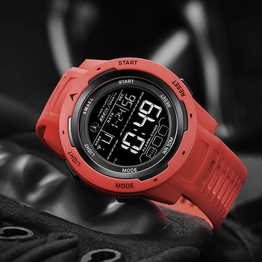 SMAEL-relojes digitales deportivos para hombre, pulsera con luz LED, resistente al agua hasta 50m, 8105