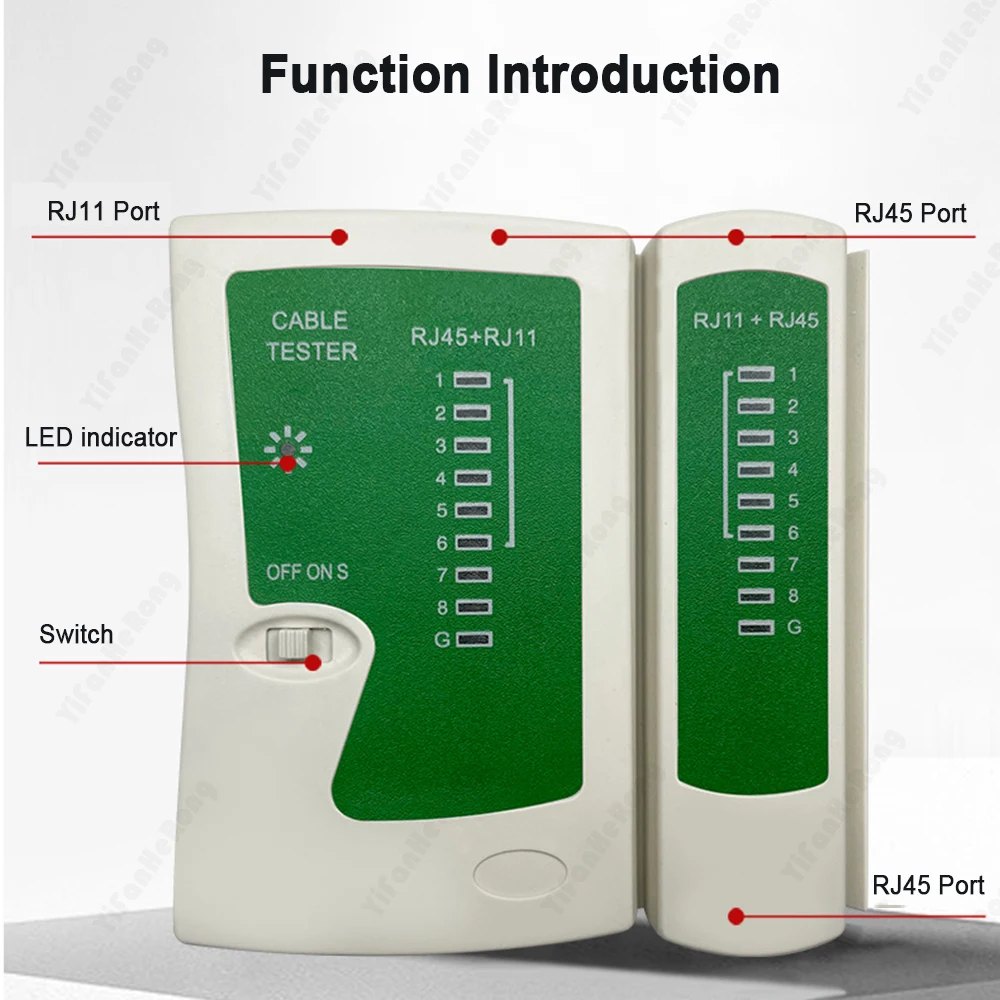 เครื่องทดสอบสายเคเบิลเครือข่ายแบบพกพา RJ11 RJ45 CAT5 CAT6 UTP การทดสอบเครือข่ายสายโทรศัพท์เครื่องตรวจจับเครื่องมือ