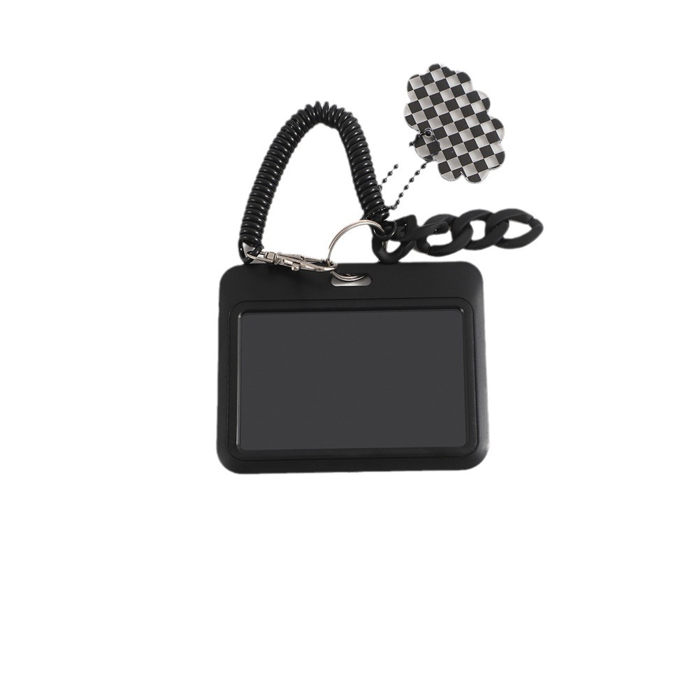 Tampa do cartão escolar preto simplificado, capa protetora anti-perda, mochila pingente pequeno, tampa do cartão de identificação
