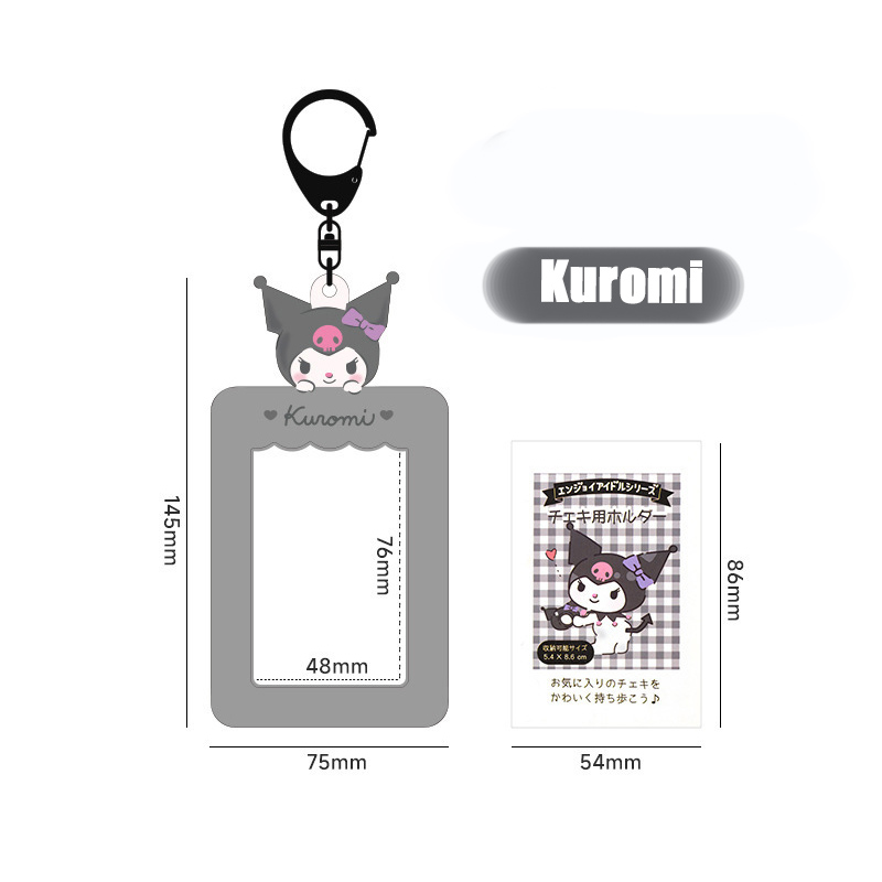 Kawaii Sanrio Hello Kitty พวงกุญแจน่ารัก Cinnamoroll Kuromi Melody Kpop Photo Card พวงกุญแจกระเป๋าจี้สาวของขวัญ