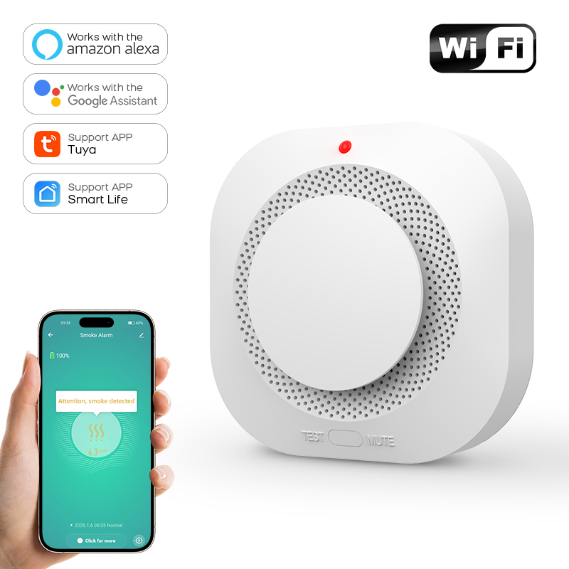 SmartLife Mini Smart Smoke Detector - WiFi Fire Sensor for Home Security Protection with Tuya Integration