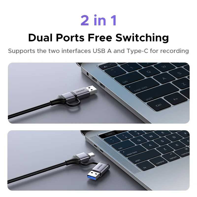 UGREEN HDMI Capture Card 2K@ 30 Capture & 4K Loop-out HDMI to USB/Type-C Video Grabber for Computer Live Stream Recording