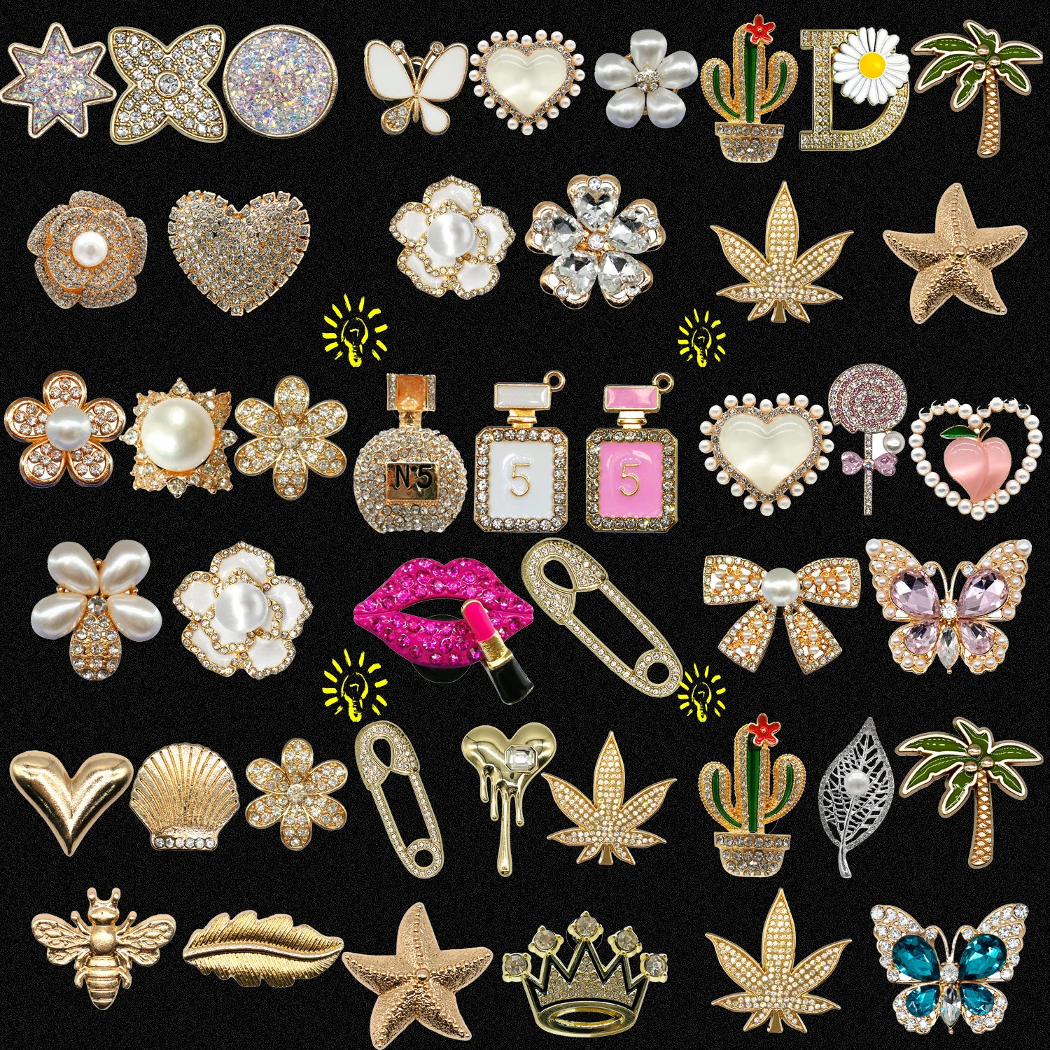 1/5 Uds. Amuletos de Metal para zapatos Perfume lápiz labial decoraciones de lujo para accesorios de zapatos alfileres de mariposa para mujer
