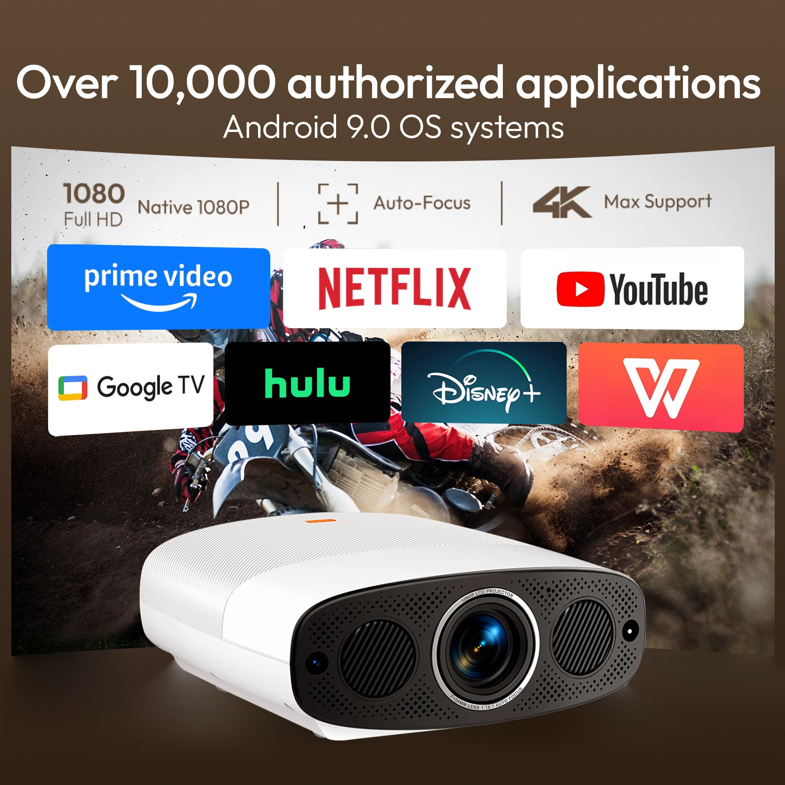 VEVSHAO A22 Full HD 1080P proyector 4K 1000ANSI Android WiFi enfoque automático 10W * 2 proyector de cine en casa para vídeo de reuniones de oficina