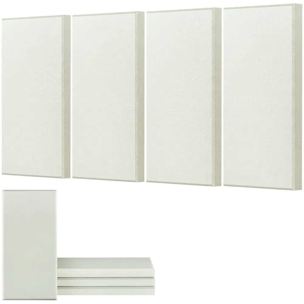 Acoustic Wall Panels 4 Pack 2 Inch Thick Self Adhesive Soundproof Foam Beige 23.6 x 11.8 Inch for Home Office Decor