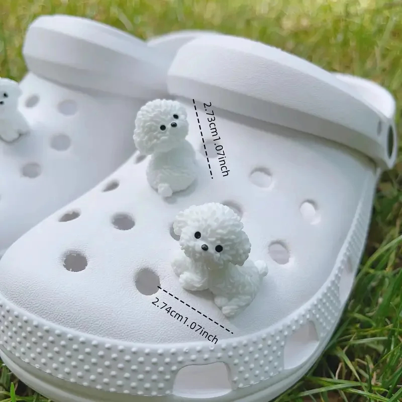 3D น่ารัก Mini Puppy รองเท้าชุดตกแต่งที่ถอดออกได้ Diy Bichon Frise ตุ๊กตาสุนัขอุปกรณ์เสริมใช้สําหรับ Clogs, Holiday Party ของขวัญ