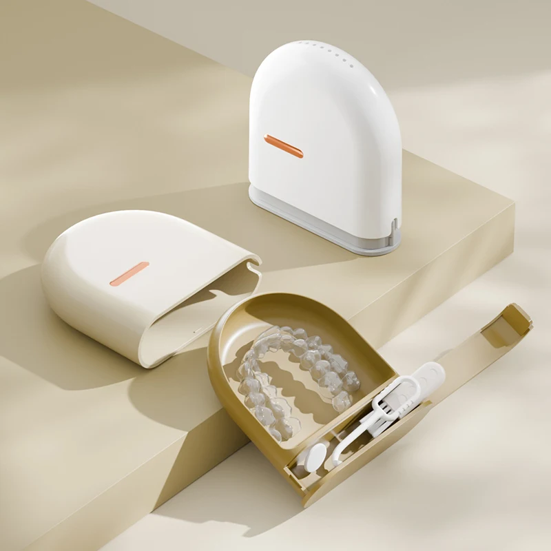 แบบพกพา Mouth GUARD กล่อง Retainer กรณีทําความสะอาดช่องปากฟันปลอมฟันปลอมกล่องเก็บฟัน Aligner Braces กล่อง Orthod