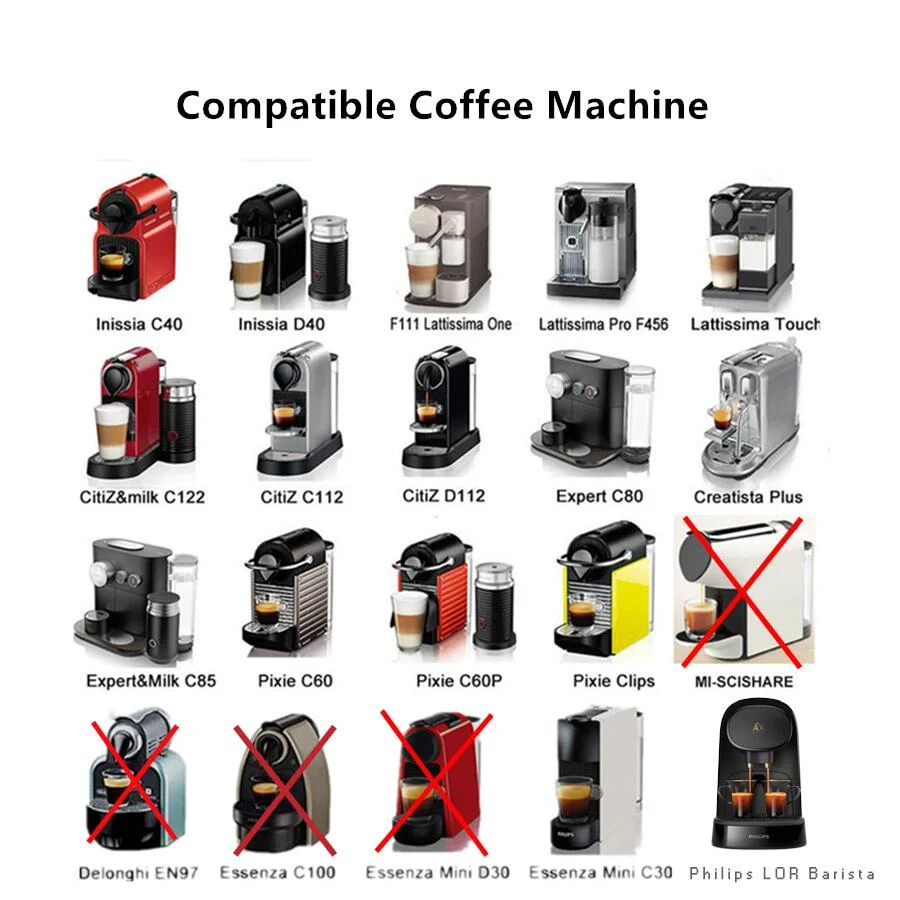 Cápsula de café recargable Nespresso de acero inoxidable, cápsula de café reutilizable, accesorios de café para cafetera Espresso Barista