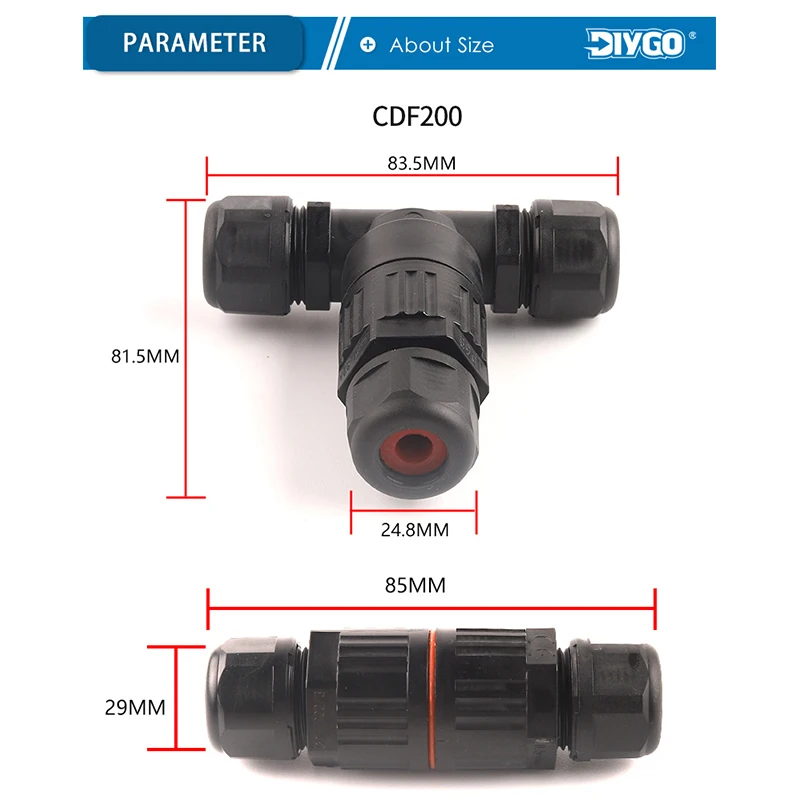 Conector impermeable IP68 en forma de I/T, conectores de cable de 2/3/5 pines, conexión rápida de tornillo, terminales de empuje, caja de conexiones eléctricas DIY GO