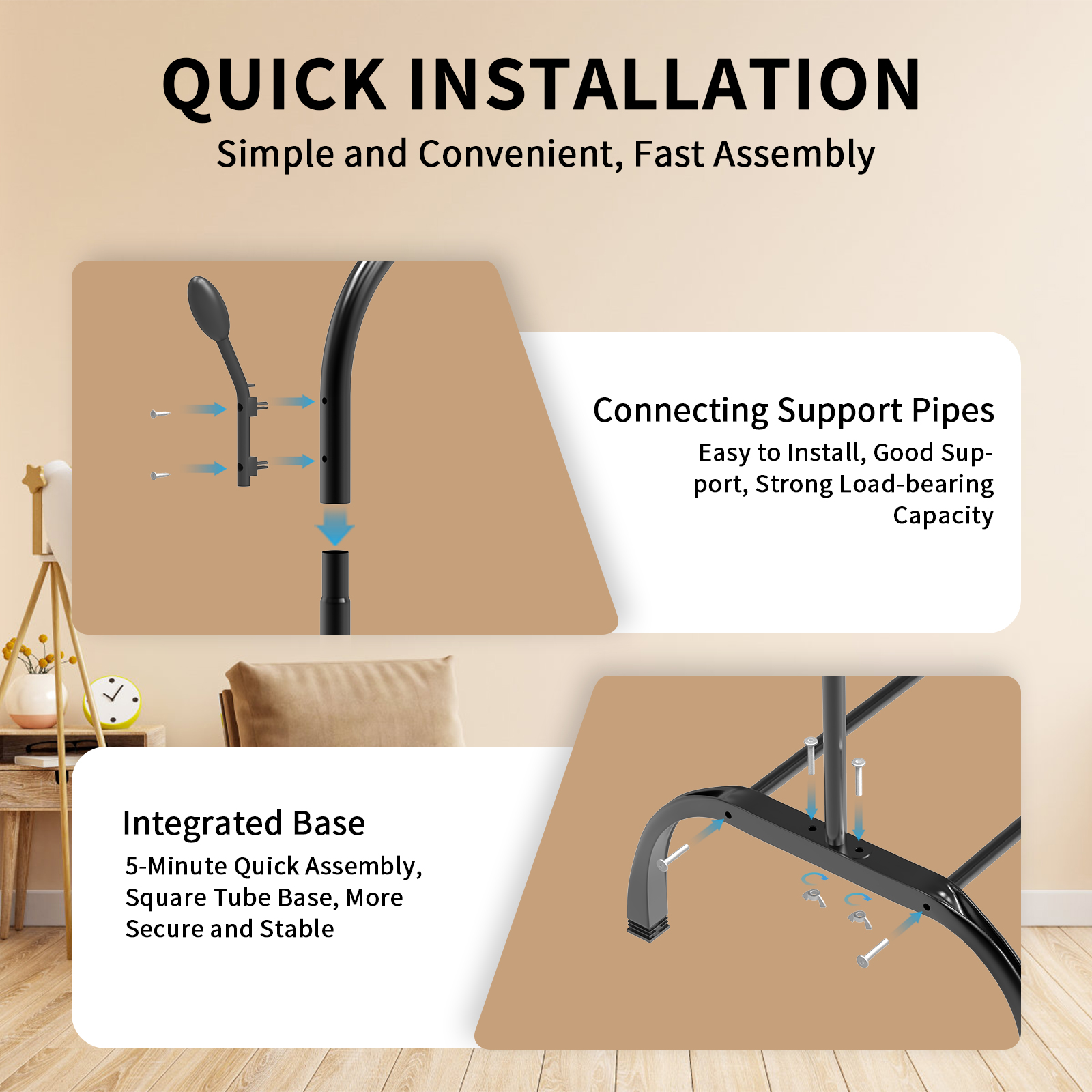 Metal Clothes Rail Coat Stand Clothes Rail for Bedroom Freestanding Garment Rack Hanger With 8 Side Hooks for Bedroom Office