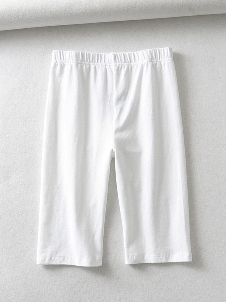 sexy dames katoenen hoge taille elastische pure kleur slanke knielange bikershort dames