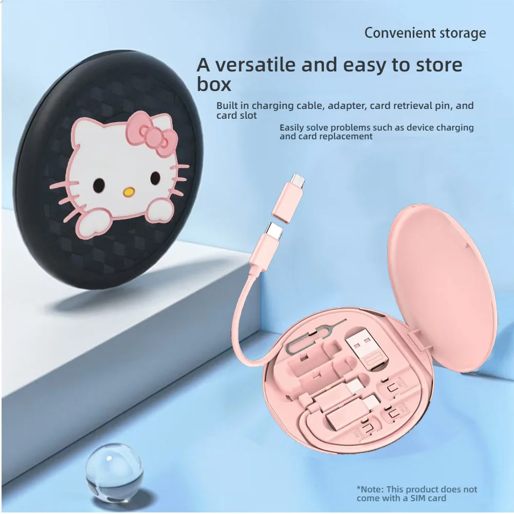 Mini cartoon Hello Kitty 60W Multi Type-C a USB C a Micro USB a telefono a ricarica rapida per iPhone Xiaomi