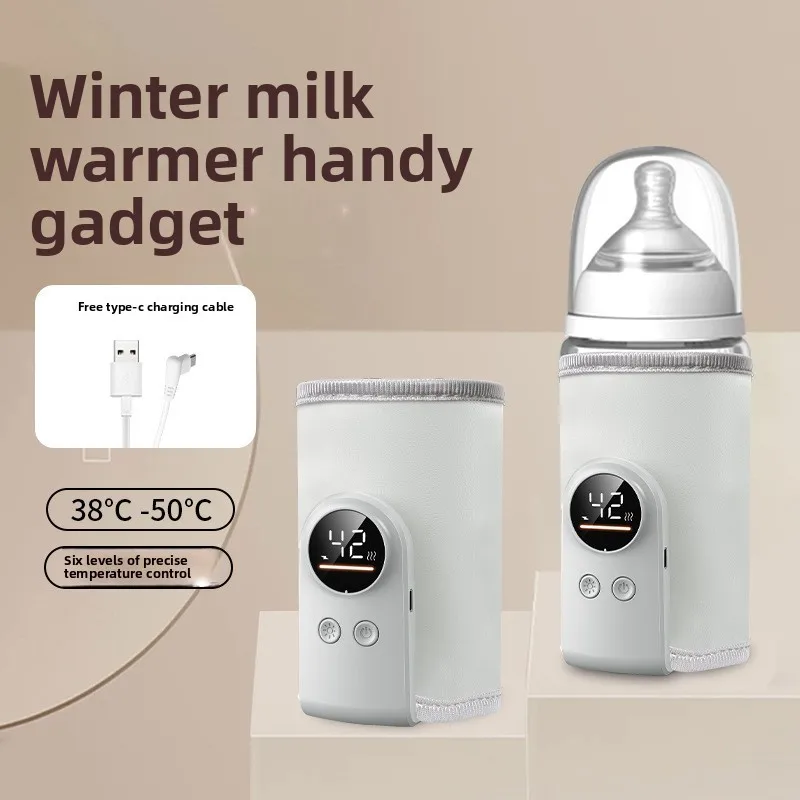 Podgrzewacz do mleka dla niemowląt USB, przenośny podgrzewacz do butelek z inteligentną kontrolą temperatury, etui na butelkę, akcesoria podróżne na zewnątrz.