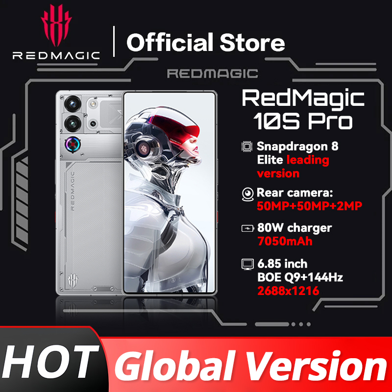 Versión Global RedMagic 10s Pro 5G Gaming Phone 6,85 "pantalla completa Snapdragon 8 Elite versión líder 7050mAh 80W 144Hz NCF