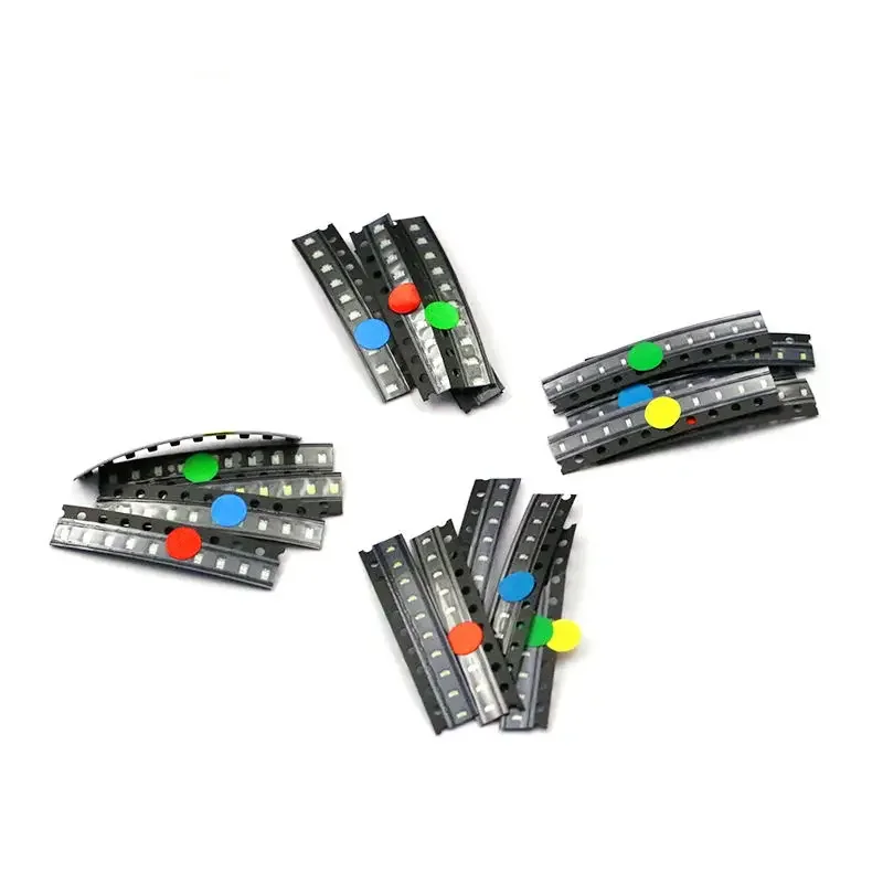50PCS 5 Types Each with 10 Pieces 0805 0603 SMD LED Light-Emitting Diode Components Package Red, Blue, Green, Yellow and White