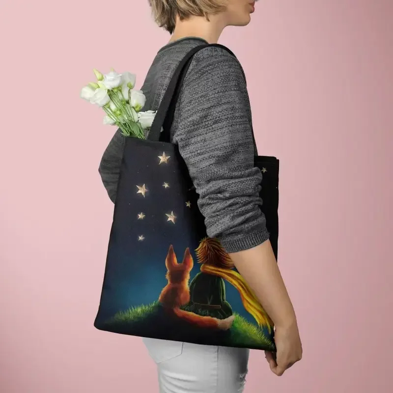 Bolso impermeable de lona con estampado versátil de gran capacidad de cielo estrellado Pequeño Príncipe