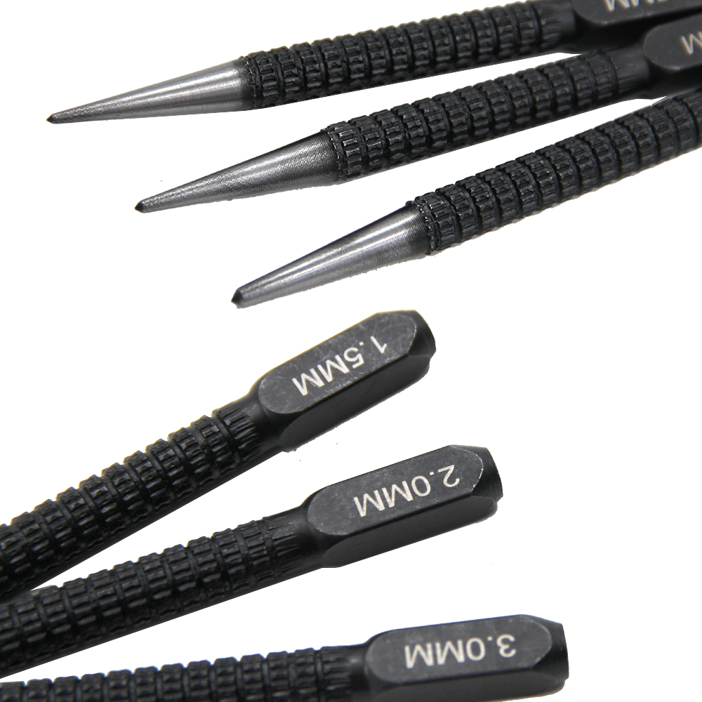 3 szt. Dziurkacz centralny pozycjonujący dziurkacz do wiercenia czarny cylindryczny dziurkacz do gwoździ akcesoria narzędziowe