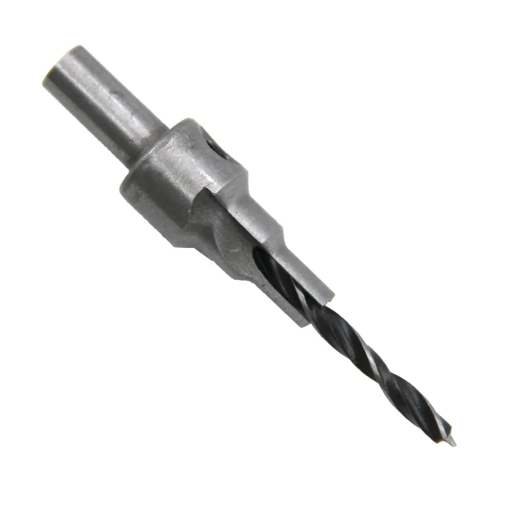 2PC Two Edge Three Step Woodworking Three Point Countersunk Hole Drill 4/5mm Self Centering Cone Hole Drill Bit Wrench Tool Set