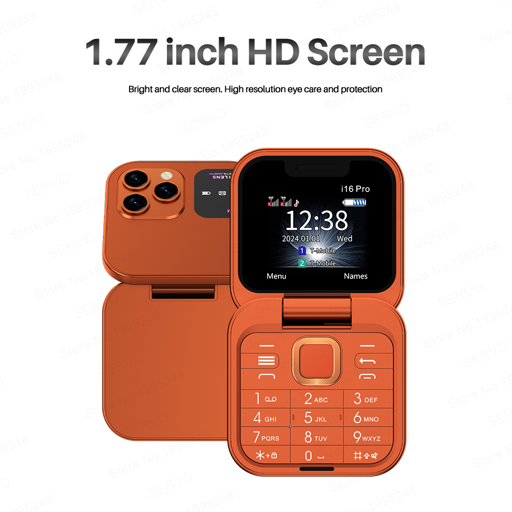 Foldable Mini Mobile Phone Speed Dial 1.77'' Display Dual SIM Cellphone Flashlight Blacklist Magic Voice FM Radio Fold Telephone