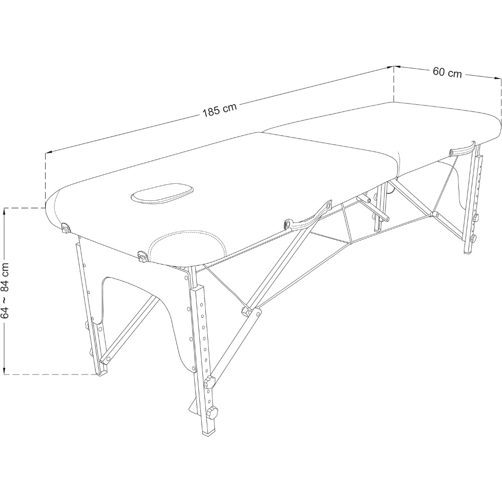 Mobiler Massagetisch Basic 185 x 60 cm – leicht 11,8 kg – Massagetisch, Massagestuhl, 2 Zonen klappbar